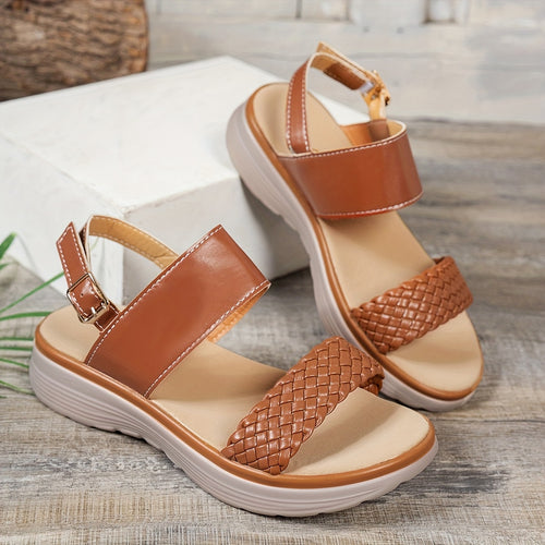 UMIK Women'S Casual Flat Sandals - Elegant Summer Beach Shoes with Adjustable Buckle Straps, Open-Toe Design, Synthetic Cover & PU Sole for Outdoor Comfort, Casual Summer Footwear, Strappy Sandals, Comfortable Footwear
