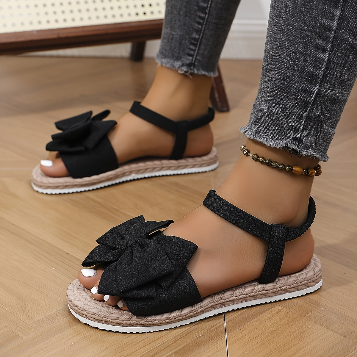 Women's Slip-On Sandals - Breathable Flat Shoes with Backstrap, Slip-On Closure - Open-Toe Summer Beach Shoes in Black/Beige/ - Cushioned Insole for Casual, Formal, Casual Attire - Easy-Care Women's Footwear, Ladies Shoes And Sandals