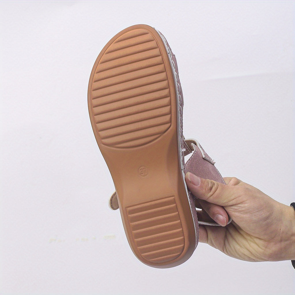 [Summer Platform Sandals] Lightweight & Versatile Women's Summer Platform Sandals | Adjustable Buckle Straps, Thick Cushioned Sole, Open-Toe Design, Synthetic Cover for Beach, Casual & Dressy Outfits, Durable Traction Footwear