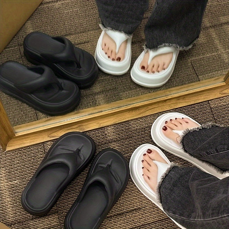 Women's Fashion Thick Sole Soft Cushion Flip Flops - Shock-Absorbing EVA Non-Slip Sandals, Comfortable Indoor/Outdoor Beach & Shower Slippers with Open-Toe Slip-On Design, All-Day Support Casual Thong Sandals, Cute Sandals, Indoor Footwear, Opentoe